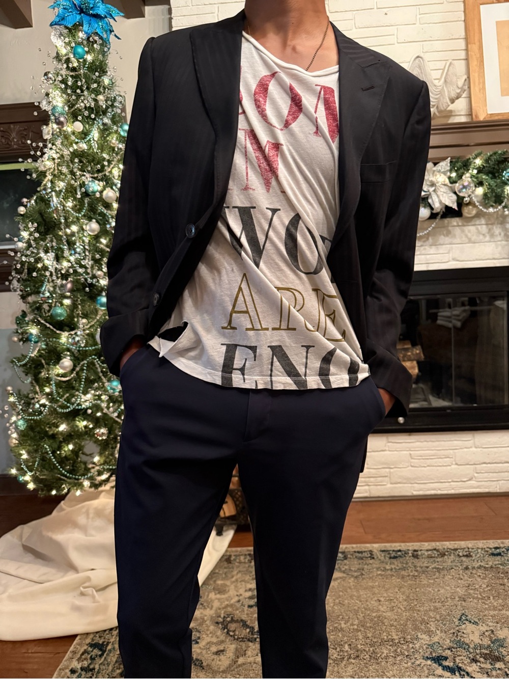 Z Zegna Black Pinstripe Sport Coat with Navy Trousers